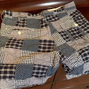 Men's Patchwork Shorts - Navy and White Engineered Garments Size 34
